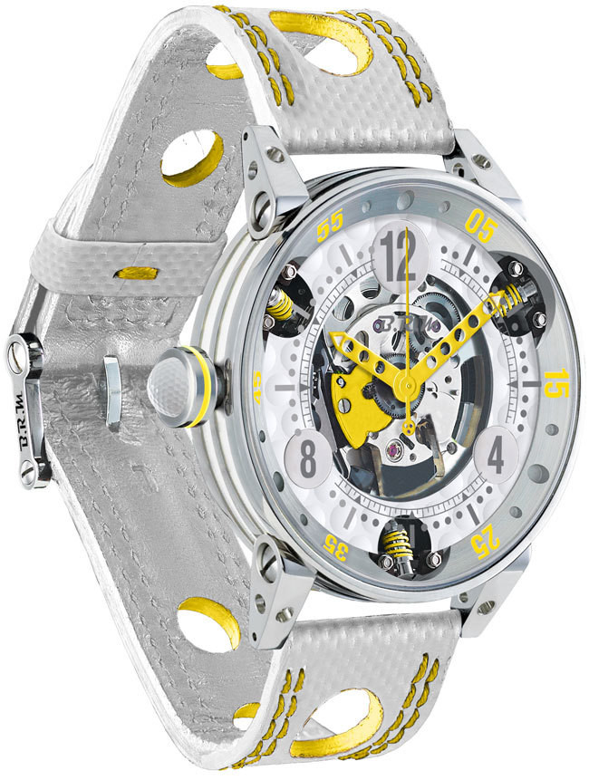 BRM Golf White Skeleton Dial Yellow watches replica GF6-44-SA-SQ-AJ